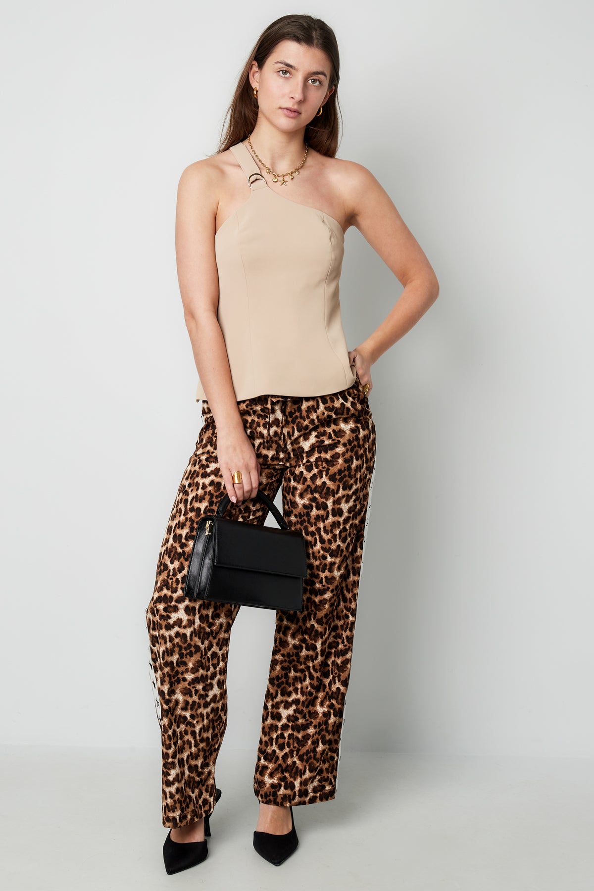 Polyester Women's Sleeveless Top One-Shoulder Asymmetric Design