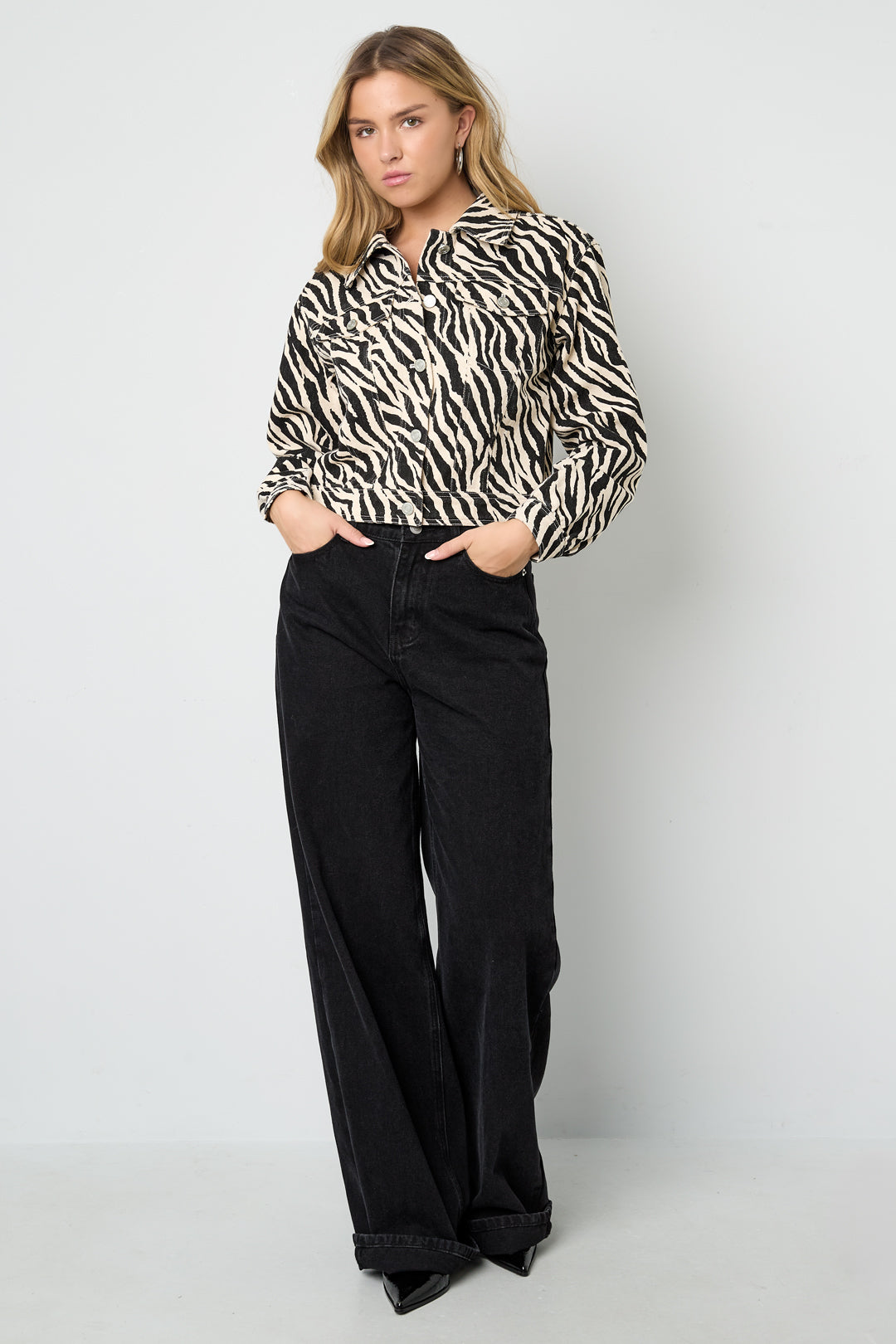 Cotton Denim Women's Jacket Street Elegant Specialty Animal Print