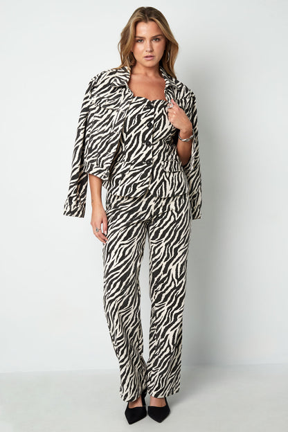 Cotton Women's Sleeveless Top Zebra Print Button Front