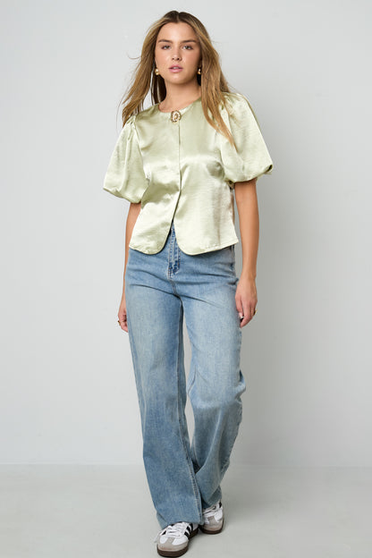 Woven Polyester Fiber Women's Short Sleeve Tops Elegant Solid Color