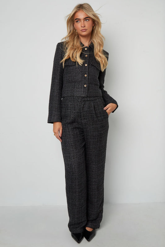 Woven Polyester Fiber Women's Straight Pants Elegant Checkered Fall/Winter