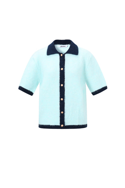 Knitted Polyester Fiber Women's Knit Cardigan Casual Color Clash