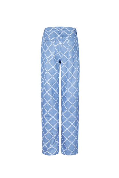 Cotton Woven Women's Straight Leg Pants Plaid Casual