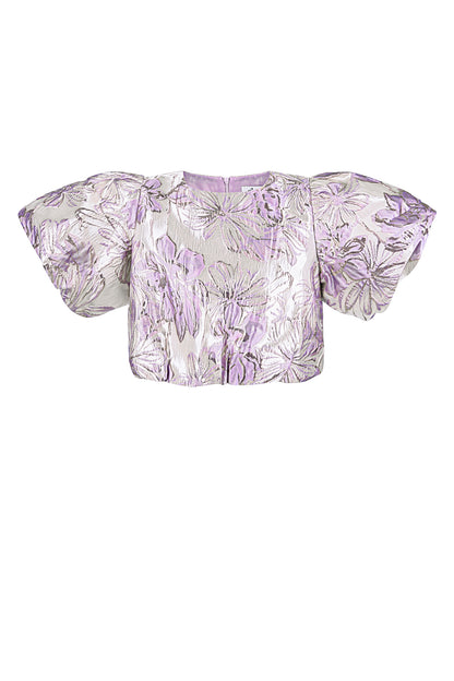 Polyester Women's Short Sleeve Top Puff Sleeve Floral Print