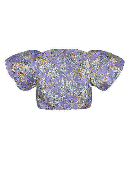 Polyester Women's Short Sleeve Top Puff Sleeve Floral Print
