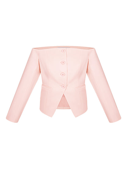 Polyester Women's Off-Shoulder Long Sleeve Top Buttoned Front Design