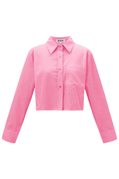 Cotton Women's Cropped Blouse Classic Button-Down