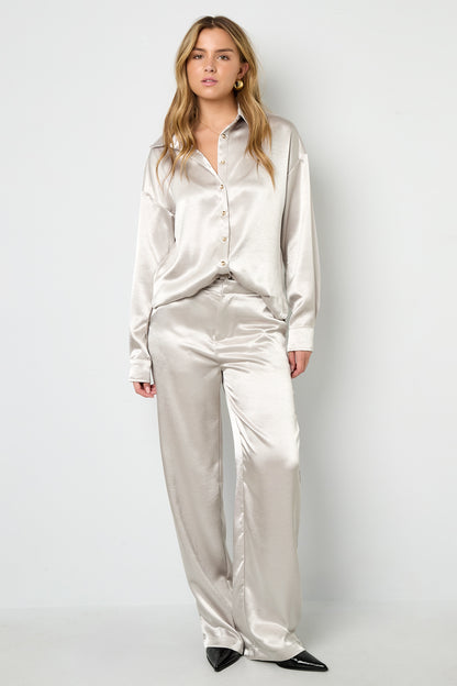 Woven Polyester Fiber Women's Straight Pants Casual Solid Color Fall/Winter