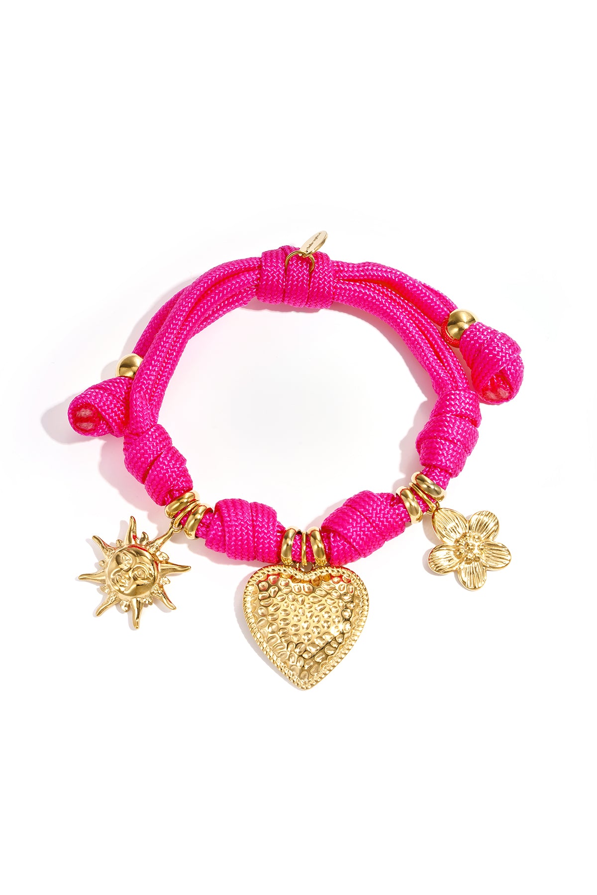 Rope bracelet with knots and various charms