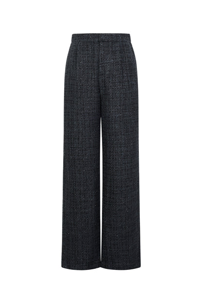 Woven Polyester Fiber Women's Straight Pants Elegant Checkered Fall/Winter