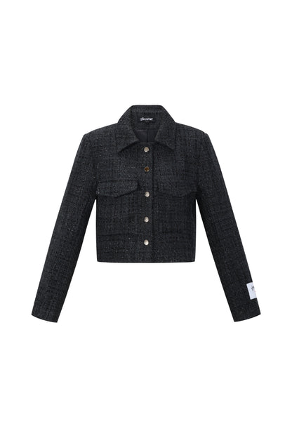 Woven Polyester Fiber Women's Jacket Elegant Checkered Statement