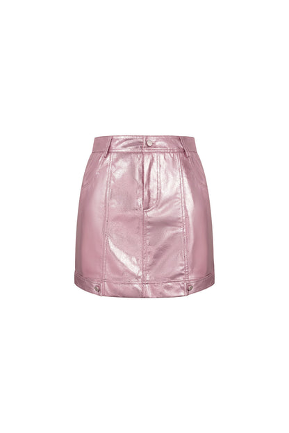 PU Mini Skirt Sexy Solid Color Spring/Summer