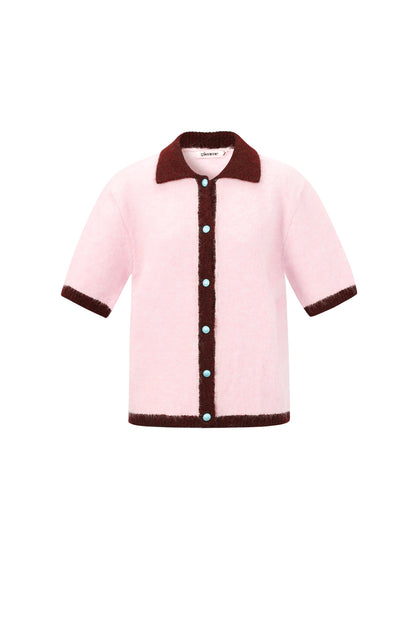 Knitted Polyester Fiber Women's Knit Cardigan Casual Color Clash