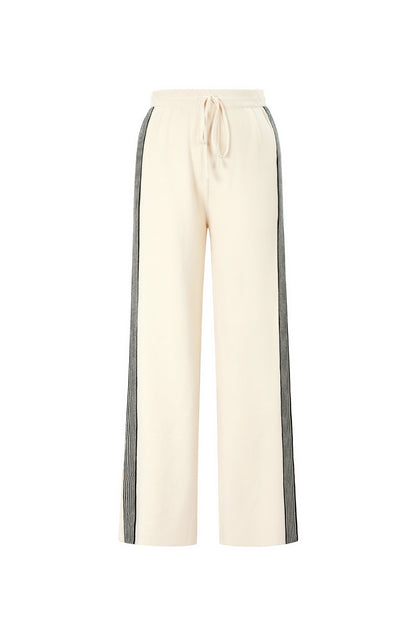 Knitted trousers with stripes