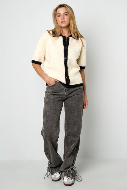 Knitted Polyester Fiber Women's Knit Cardigan Casual Color Clash