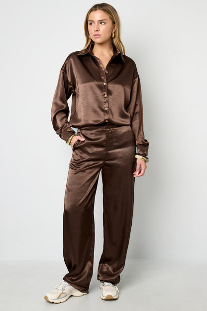 Woven Polyester Fiber Women's Straight Pants Casual Solid Color Fall/Winter